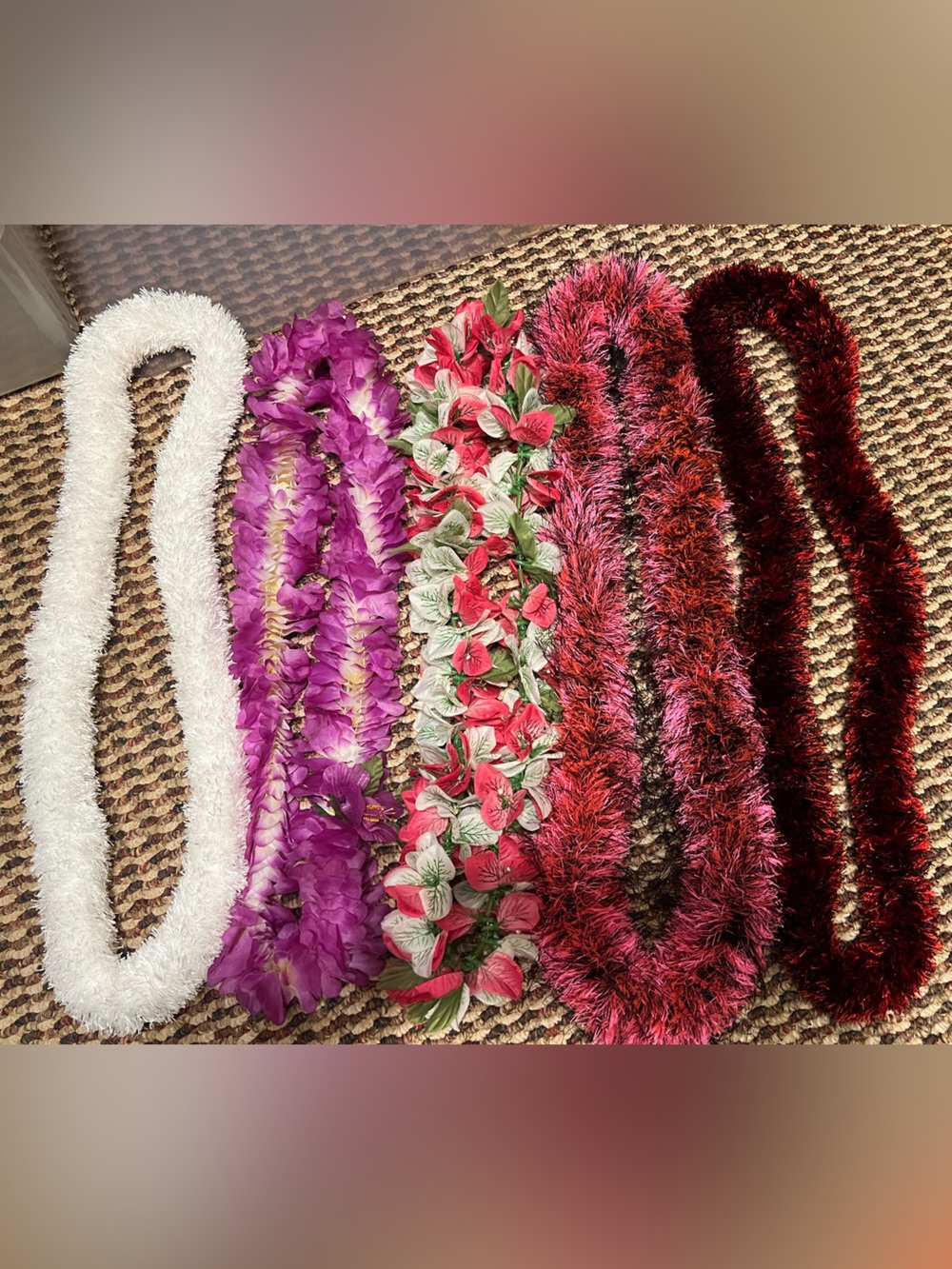 Assorted Women's Flower and Tinsel Leis - Multi-Color Set
